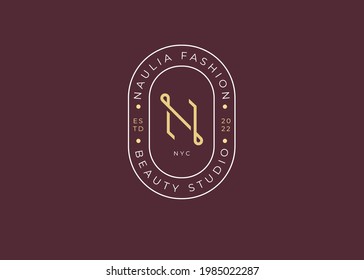 Plantilla de diseño de logotipo N inicial de carta minimalista, estilo vintage, ilustraciones vectoriales