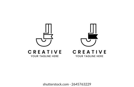 Minimalist letter J book logo for education, book store and library