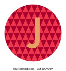 Minimalist letter J icon with bold geometric red diamond pattern background. Stylish vector ideal for branding, logos, or modern print designs. Bold and professional.