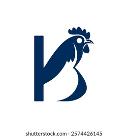 Minimalist Letter K Chicken Head Logo Design Silhouette Vector