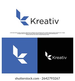 Minimalist letter K design with geometric style, perfect for modern brands seeking a sleek identity.