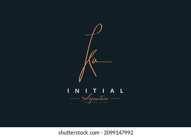 Minimalist Letter K and A Logo Design with Handwriting Style. KA Signature Logo or Symbol for Wedding, Fashion, Jewelry, Boutique, Botanical, Floral and Business Identity