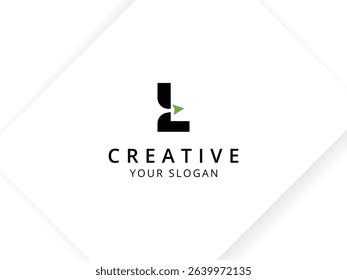 Minimalist Letter L with arrow logo design. Monogram logo vector template