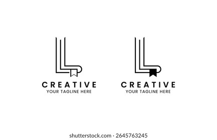 Minimalist letter L book logo for education, book store and library