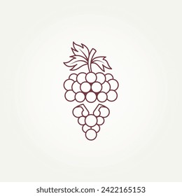 minimalist letter L combined with a grape line art icon logo template vector illustration design