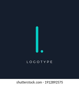 Minimalist letter l with dots, awesome monogram. Lowercase letter for modern and creative logo concept. Initials template on dark background. Vector design.