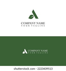 Letra minimalista vector de logotipo de hoja A