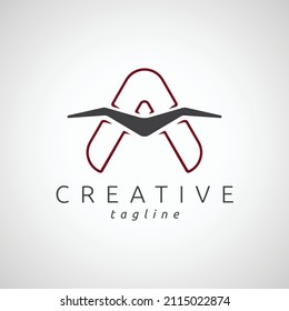 Minimalist A letter logo with flying bird