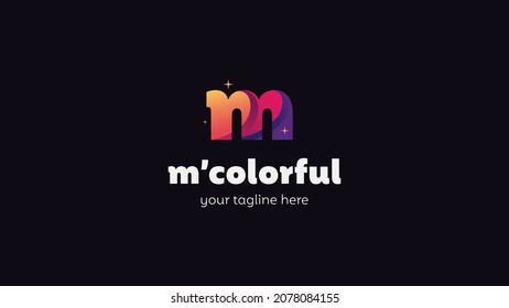 Minimalist letter m colorful and playful logo design