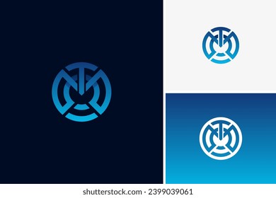 Minimalist letter M line monogram logo design vector template