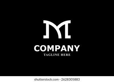 minimalist letter m logo with black background