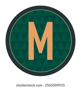 Minimalist letter M logo in a circular design with a deep green background and gold accents. Ideal for professional branding, monograms, or any design project with a modern, clean, and classy 