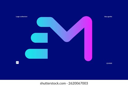 The minimalist letter M logo with horizontal lines creates a strong sense of movement and direction. Dynamic lines indicate speed, progress, forward momentum, innovation, or transportation.