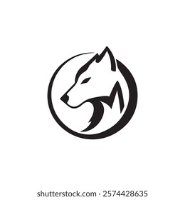 Minimalist Letter M Wolf Head Logo Design Silhouette Vector Illustration