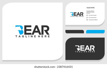 Minimalist Letter Mark BEAR Logo design. logo and business card