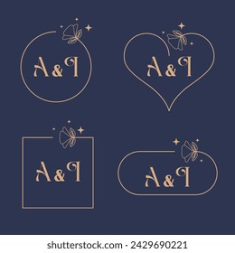 
Minimalist letter A and I modern monogram set