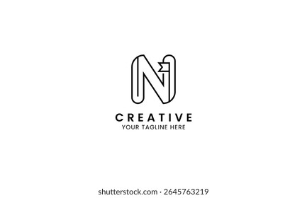 Minimalist letter N book logo for education, book store and library