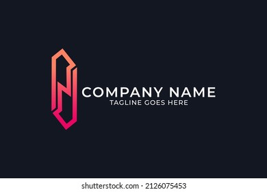 minimalist letter n logo design, media logo design, technology template logo design