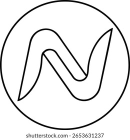 Design minimalista de logotipo de letra n dentro de um símbolo de forma circular simples