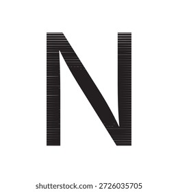 Letra minimalista N Vetor logotipo com textura de linha horizontal moderna e padrão de tecnologia digital inicial