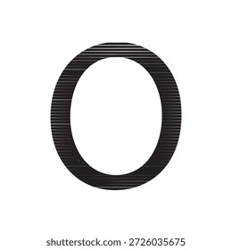 Logotipo minimalista del Vector de la letra O con la textura Horizontal moderna de la línea y el patrón de la tecnología digital Initial