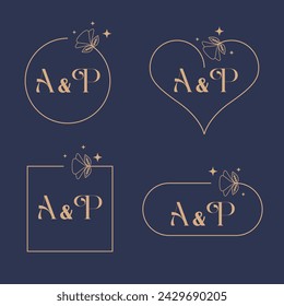 Minimalist letter A and P modern monogram set