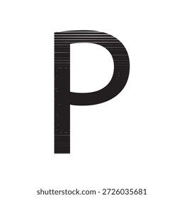 Logotipo minimalista del Vector de la letra P con la textura Horizontal moderna de la línea y el patrón de la tecnología de Digitaces Initial