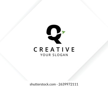Minimalist Letter Q with arrow logo design. Monogram logo vector template