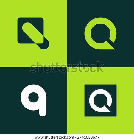 Minimalist Letter Q Logo Bundle Monogram Simple Modern Corporate Branding Identity Alphabet Typography Vector Set