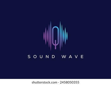 Logo Minimalist Letter Q Sound Wave Vector. Logo de Modern Sound Wave. Logotipo de Q Music