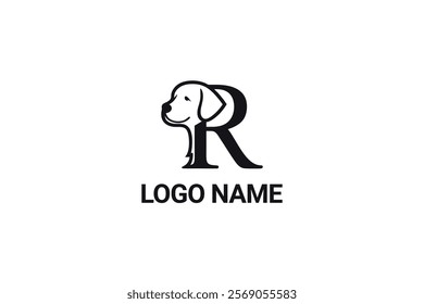 Minimalist Letter R Dog Head Logo Design Template