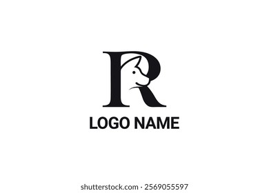 Minimalist Letter R Dog Head Logo Design Template