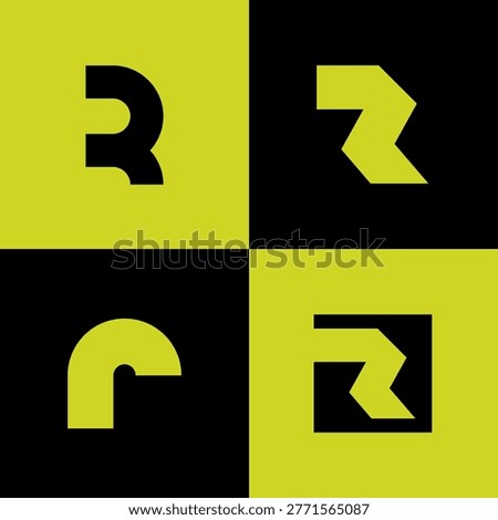Minimalist Letter R Logo Bundle Modern Alphabet Typography Brand Identity Clean Vector Set