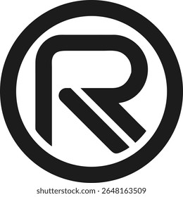 Minimalist letter r logo design in a circle with a modern abstract style