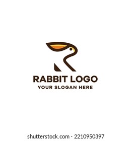 Minimalist Letter R Rabbit Icon Logo Template