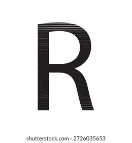 Logotipo minimalista del Vector de la letra R con la textura Horizontal moderna de la línea y el patrón de la tecnología digital Initial