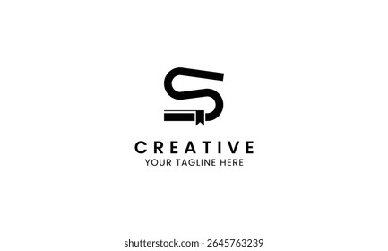Minimalist letter S book logo for education, book store and library