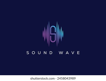 Minimalist Letter S Sound Wave vector logo. Modern Sound Wave logo. S Music Logo