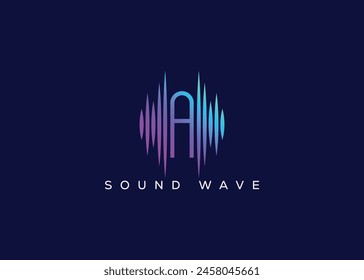Logo Minimalist Letter A Sound Wave Vector. Logo de Modern Sound Wave. Un Logo De Música