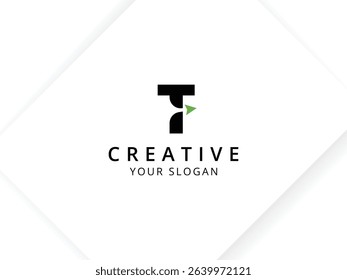 Minimalist Letter T with arrow logo design. Monogram logo vector template