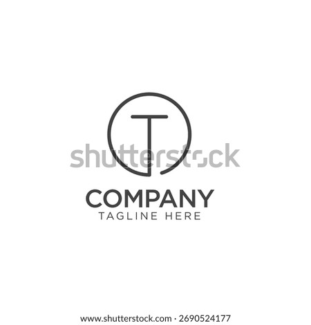 Minimalist Letter T Continuous Line Circle Logo Template