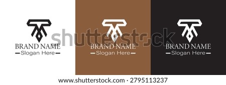 Minimalist letter t logo design template with geometric lines.