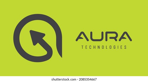 Minimalist letter A technology web app icon logo with an arrow facing upward showing progress made using colors green and black