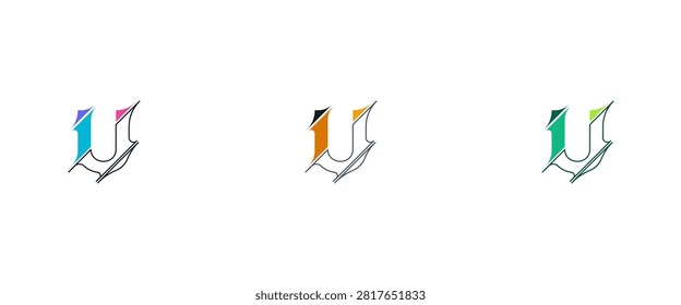 Minimalist Letter U Cut Style Sleek Branding Logo Design