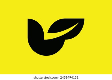 Minimalist Letter u leaf logo vector design template. Symbol u leaf design concept
