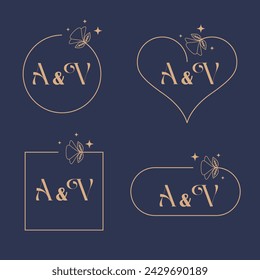 
Conjunto de monograma moderno minimalista de letras A y V