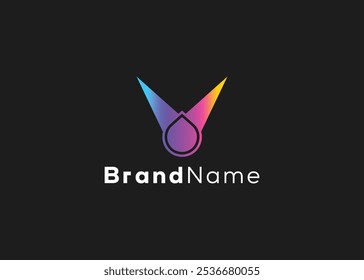 Minimalist letter V technology logo. Modern style business futuristic tech logo