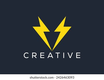 Minimalist letter v volt vector logo design template. Creative modern volt thunder logo