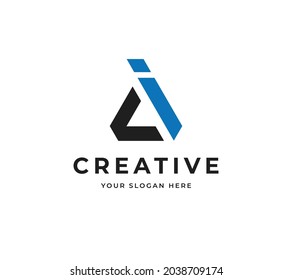 Minimalist Letter VI Vector Logo Design. Creative Triangle Line Logo Design