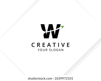 Minimalist Letter W with arrow logo design. Monogram logo vector template